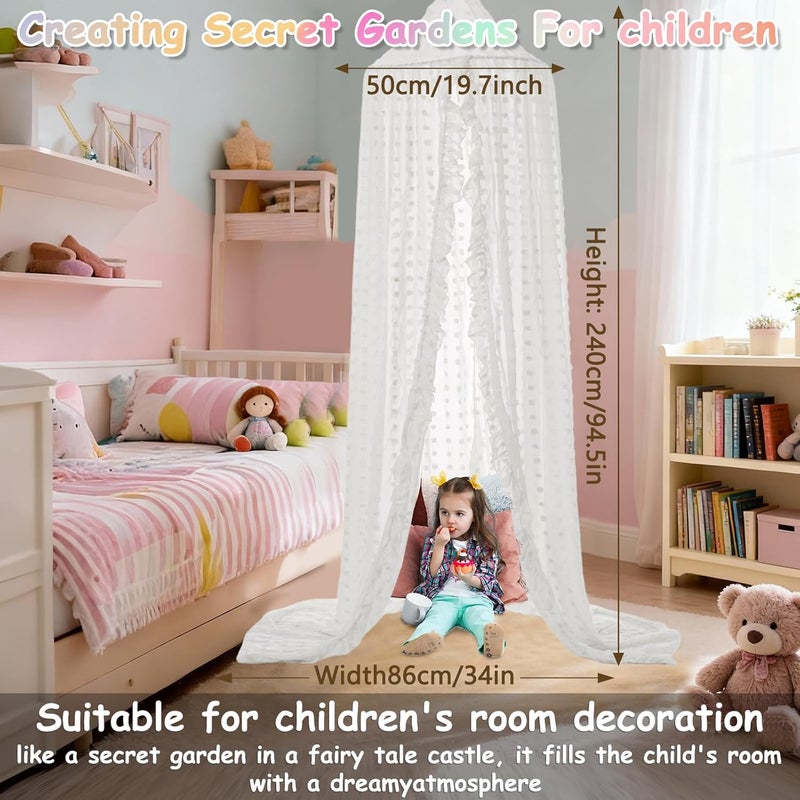 jiangcha Bed Canopy for Girls - Princess Bed Canopy - Crib Canopy for Boys and Girls Bedroom Decor, Suitable for Use in Cribs Canopy Bed Curtains (White) - Image 3